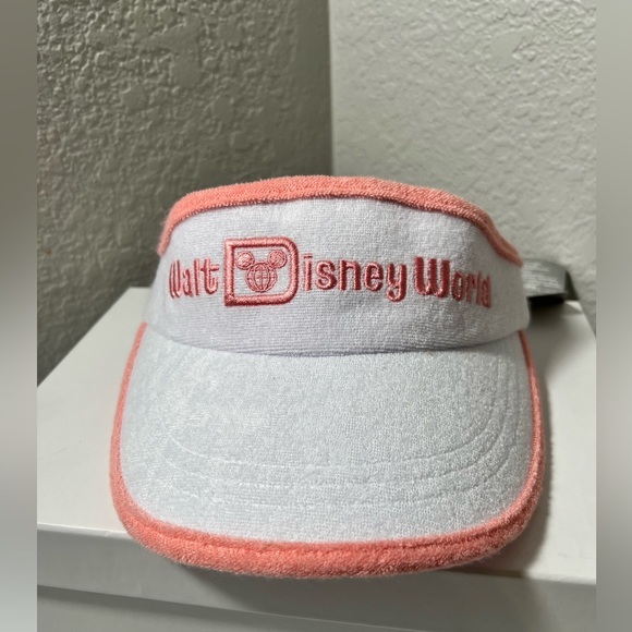 Disney Accessories - Disney Walt Disney World Terry Cloth Visor adjustable White Pink hat one‎ size